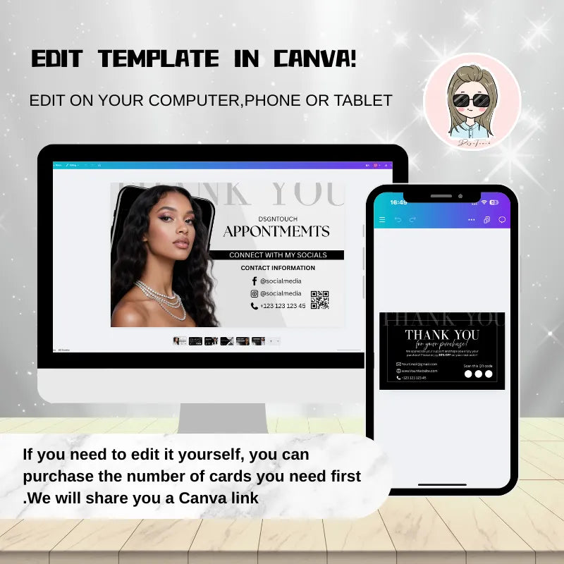 A stack of hair business cards elegantly displayed on the reception counter of a modern beauty salon.