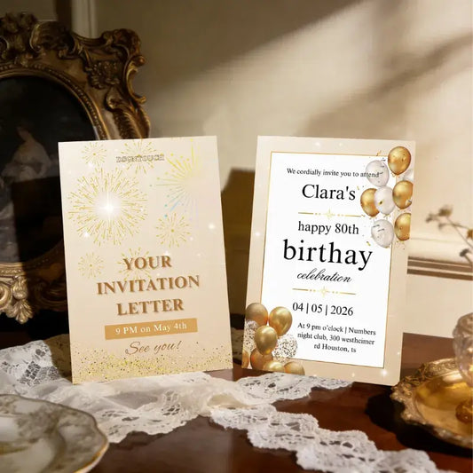 Happy 80th birthday card for elderly with night club venue details.