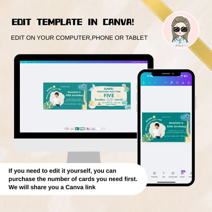 Guide on how to edit your birthday invitation template in Canva after purchase.