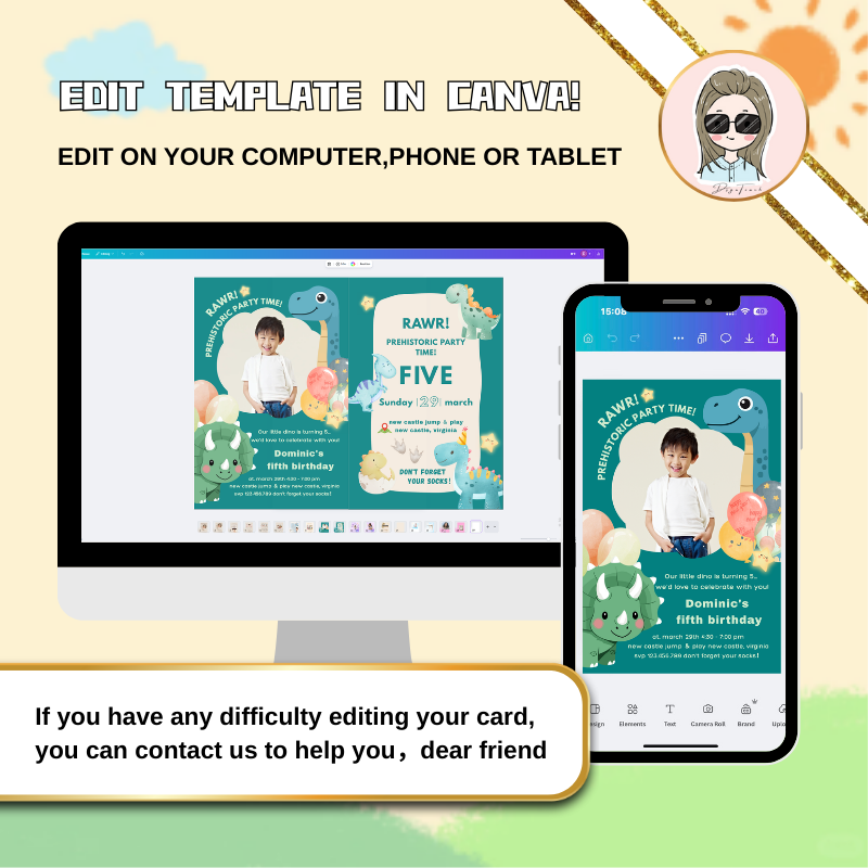 Easy tutorial showing how to customize your childrens birthday cards using Canva on any device.