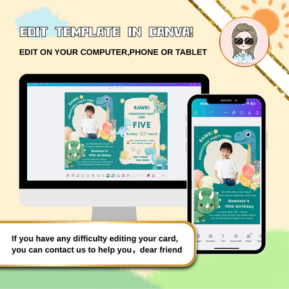 Easy tutorial showing how to customize your childrens birthday cards using Canva on any device.