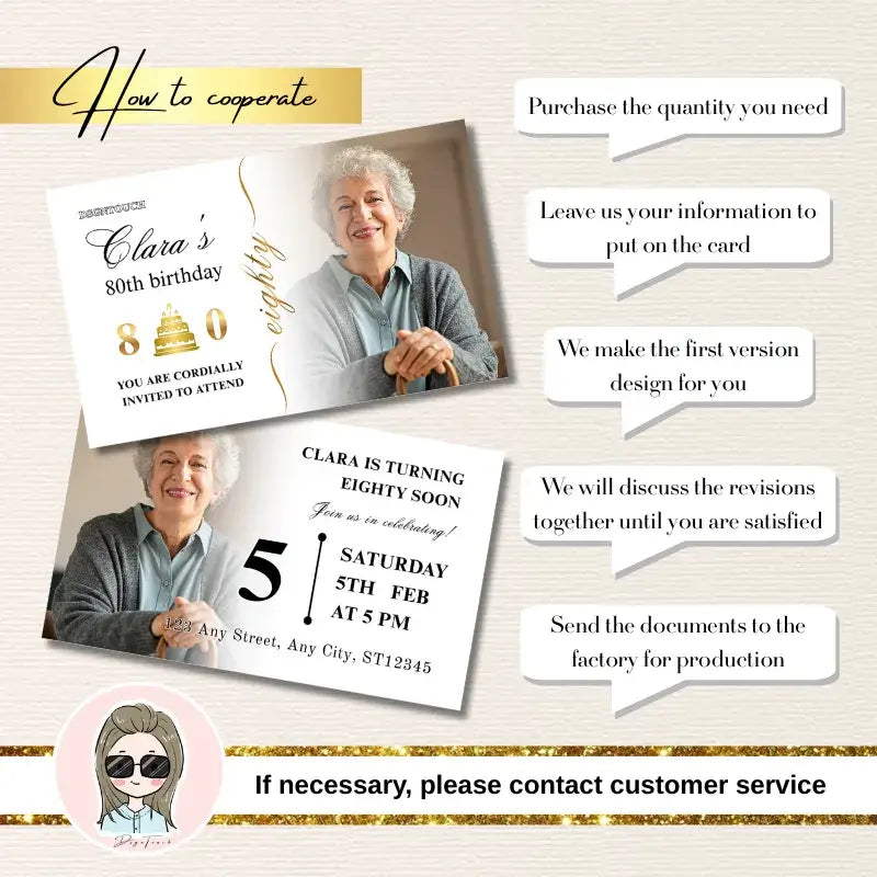 80th birthday invitations showcasing elegant design and customization options for celebrating a special milestone.