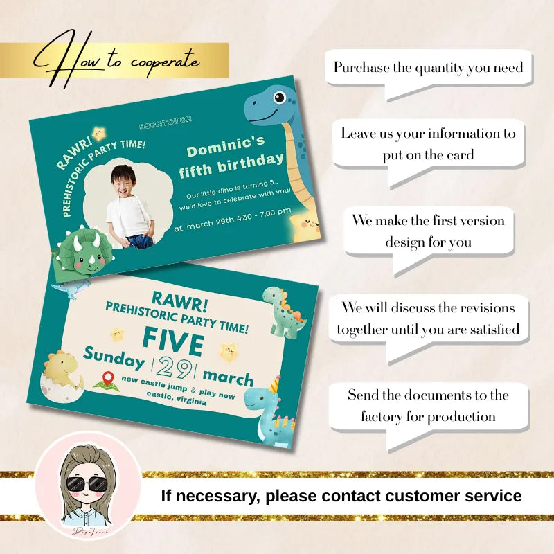 Step-by-step process of how to order and co-create your custom printed birthday cards.