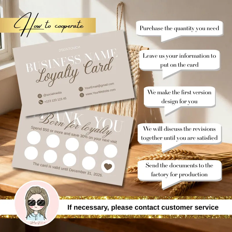 Step-by-step guide on how to order custom loyalty stamp cards for small businesses from DSGNTOUCH