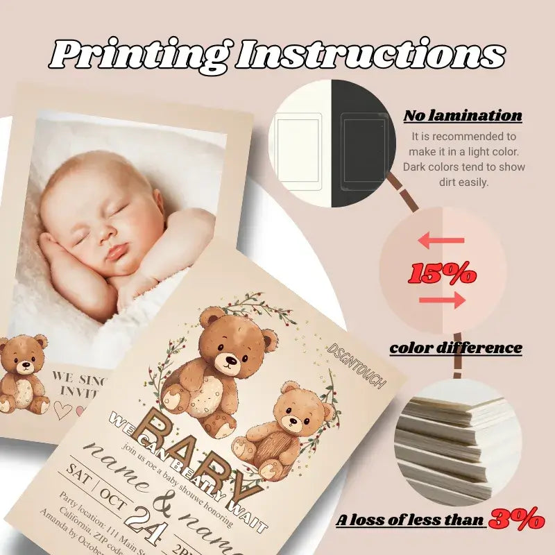 Gender Neutral Baby Shower Invitations - Premium Printed 15x10cm