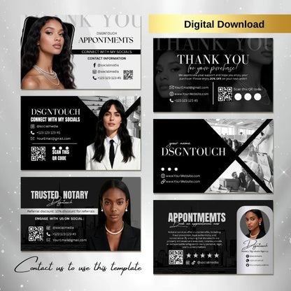 Close-up detail of the minimalist hair business card design, highlighting the luxurious black and white style.