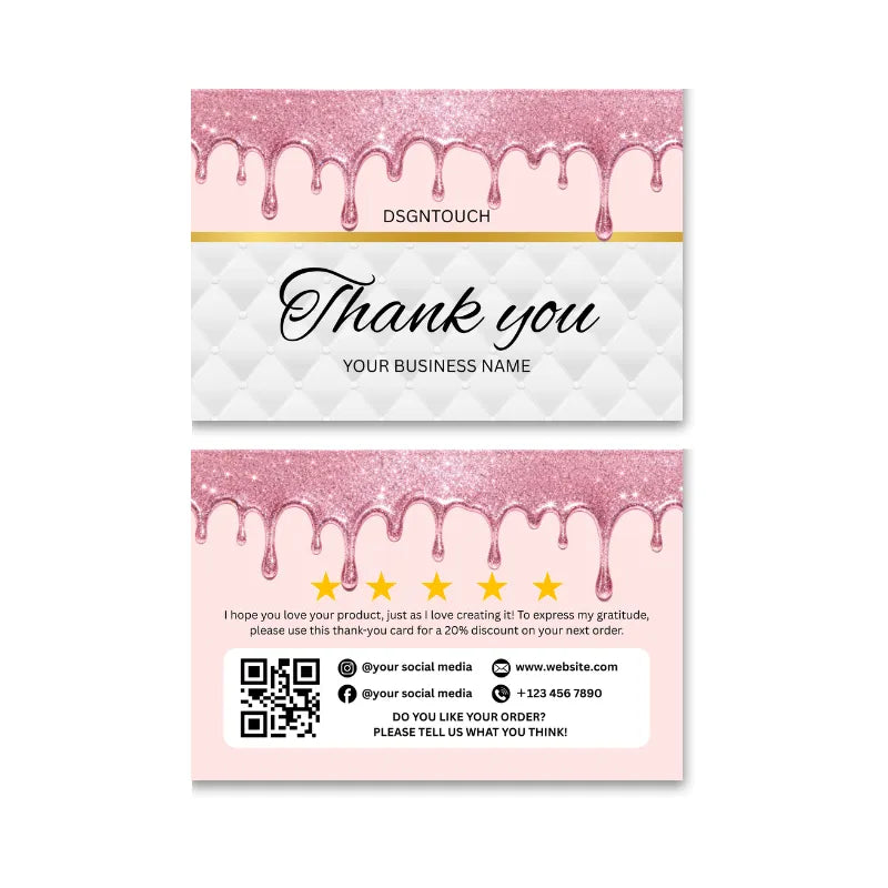 Glitter Thank You Cards - 10x15cm Premium Glitter Thank You Notes with Glossy Finish | DSGNTOUCH