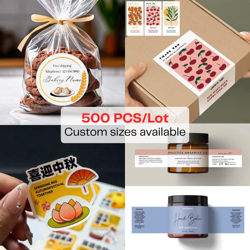 Custom 500 pcs Glossy Stickers Business Promotion Labels dsgntouch