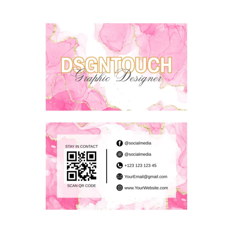 Elegant Business Cards with glossy lamination design featuring DSGNTOUCH as graphic designer.