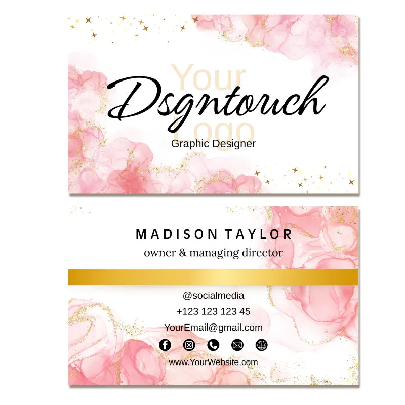 Elegant Business Cards design by DSGNTOUCH featuring floral patterns and glossy lamination for a professional look.