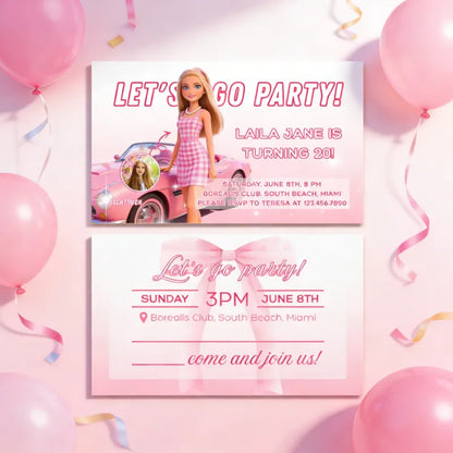  Glow-effect pink birthday card – customizable with our free design support