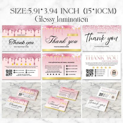 Glitter Thank You Cards - 10x15cm Premium Glitter Thank You Notes with Glossy Finish | DSGNTOUCH