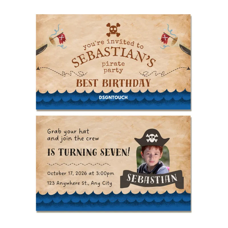 Custom Nautical Birthday Card - Printed with Photo Portrait