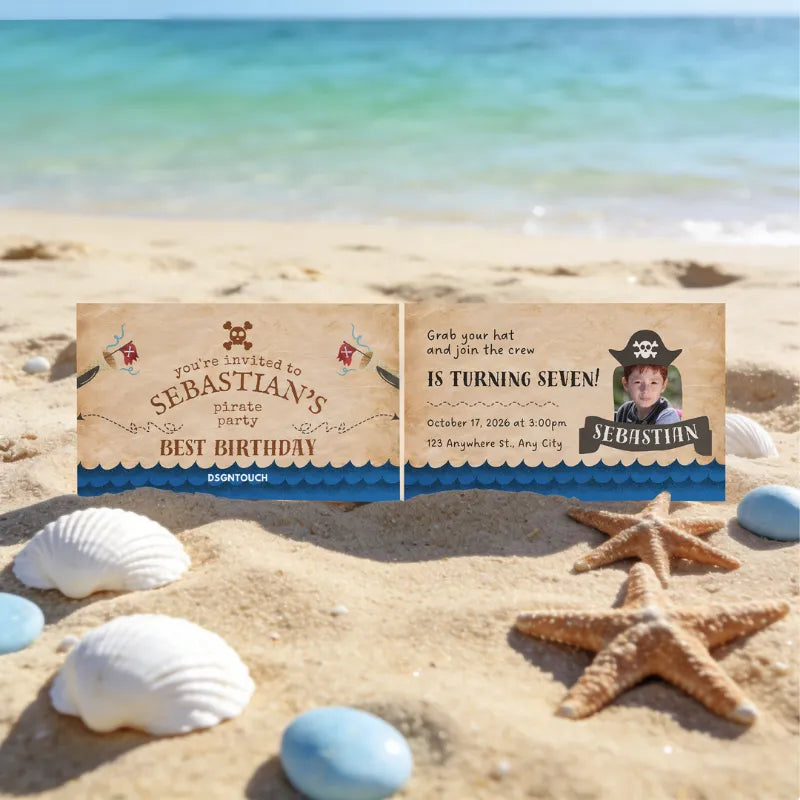 Custom Nautical Birthday Card - Printed with Photo Portrait