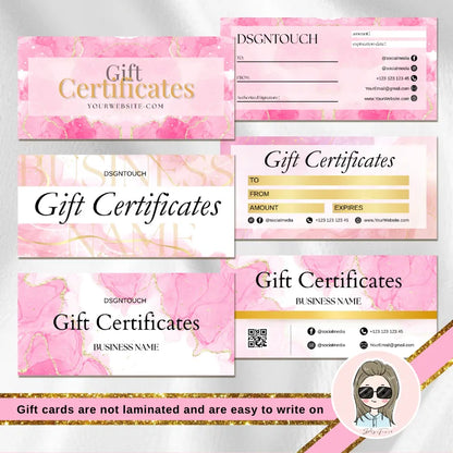 Printable gift certificate design featuring colorful floral patterns and customizable fields for a personal touch.