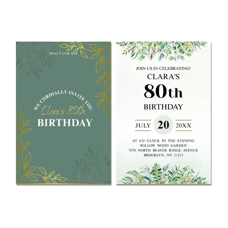 Printed 80th birthday card for elderly, ready to mail or gift.