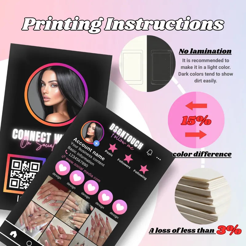 DsgnTouch Pink Marble QR Social Media Card