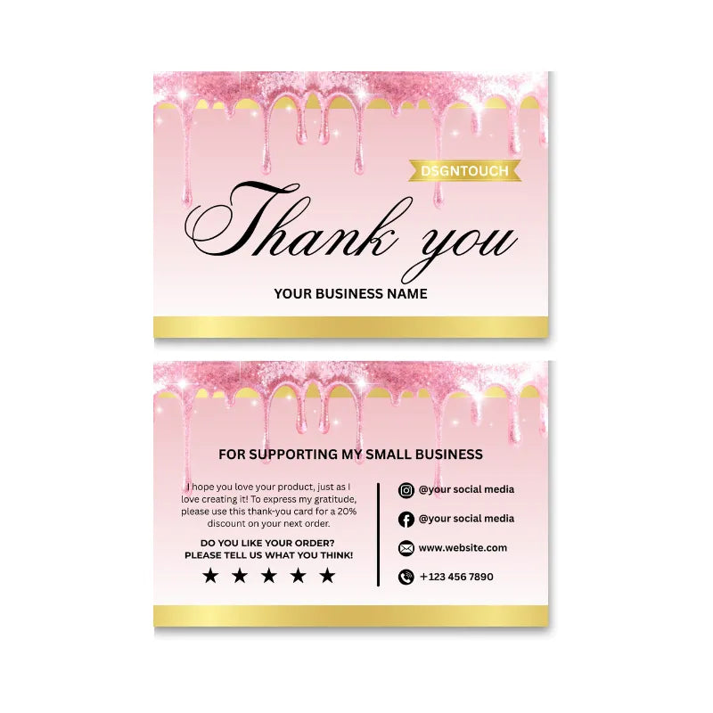 Glitter Thank You Cards - 10x15cm Premium Glitter Thank You Notes with Glossy Finish | DSGNTOUCH