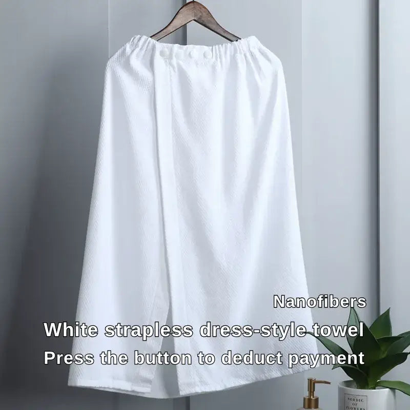 White nanofiber strapless dress-style towel