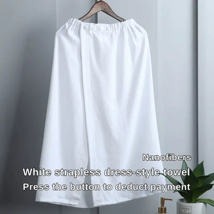 White nanofiber strapless dress-style towel