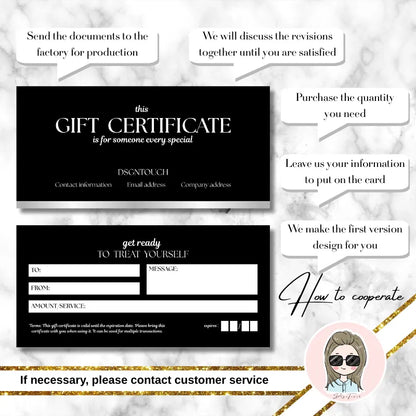 The back of the salon gift card, showing the blank, matte surface perfect for writing a personal message.