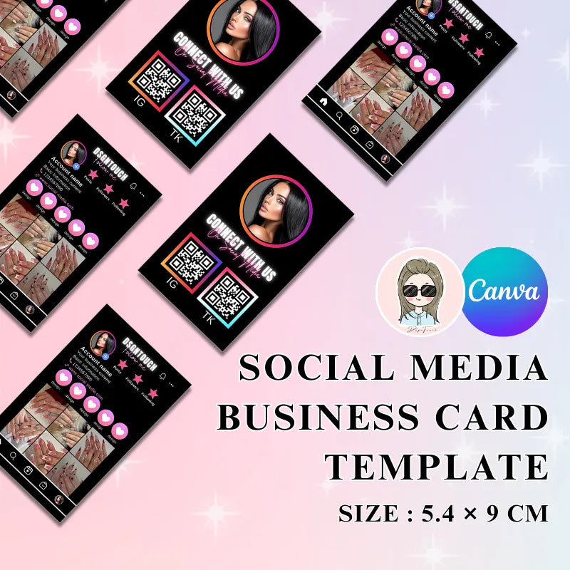 Black Pink Card | Social Media Biz Card Template showcasing a modern design for easy networking.