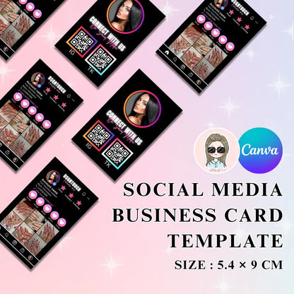Black Pink Card | Social Media Biz Card Template showcasing a modern design for easy networking.