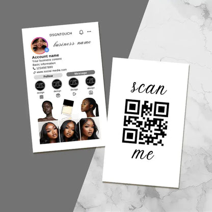 Marble Social Media Cards featuring stylish designs and QR code for easy connection