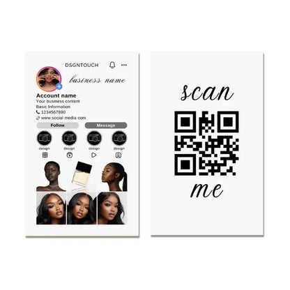 Marble Social Media Cards design featuring elegant QR code and profile layout for modern branding | 300gsm luxury print.