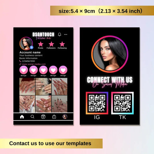 DsgnTouch Pink Marble QR Social Media Card