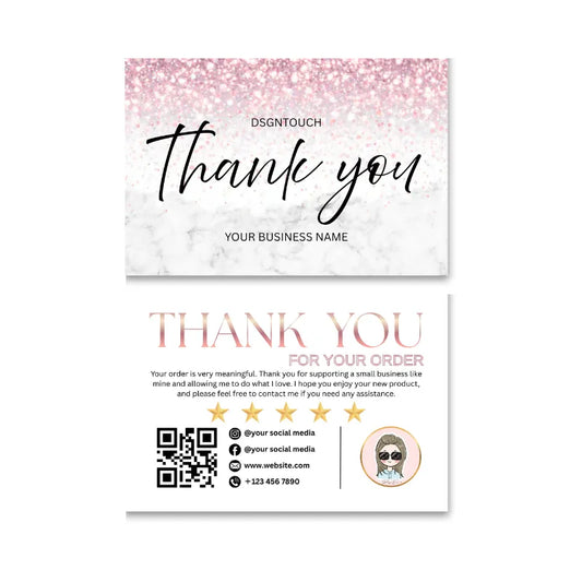 Glitter Thank You Cards - 10x15cm Premium Glitter Thank You Notes with Glossy Finish | DSGNTOUCH